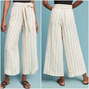 Anthropologie Portia Striped Linen Culottes Pants